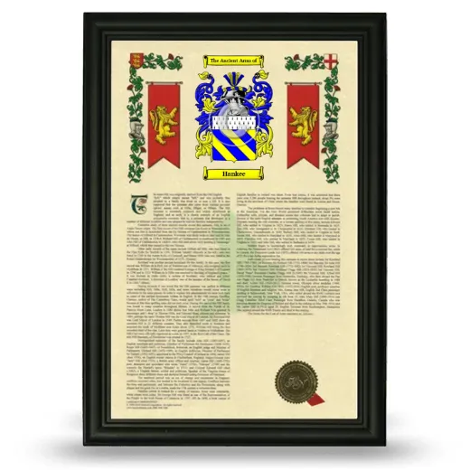 Hankee Armorial History Framed - Black