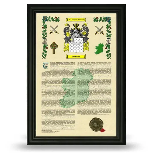 Hanson Armorial History Framed - Black