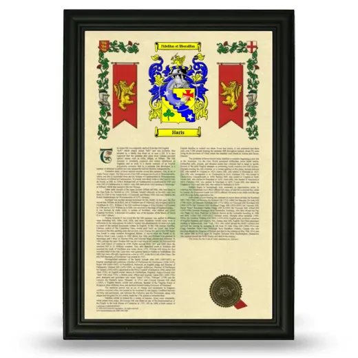 Haris Armorial History Framed - Black