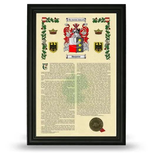 Harpster Armorial History Framed - Black