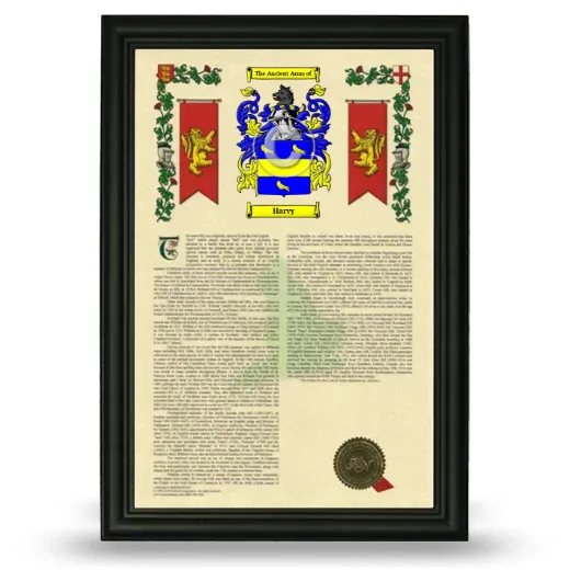 Harvy Armorial History Framed - Black