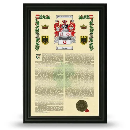 Haydn Armorial History Framed - Black