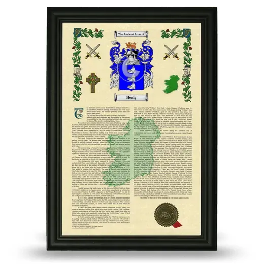Healy Armorial History Framed - Black