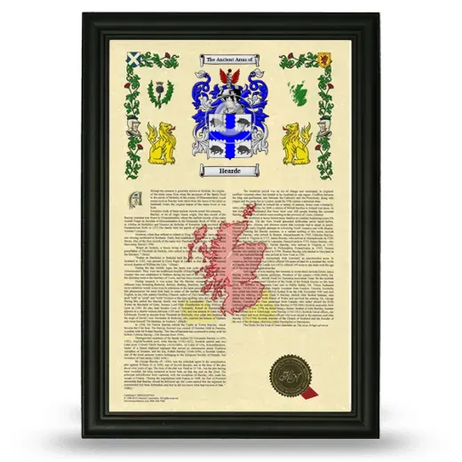 Hearde Armorial History Framed - Black