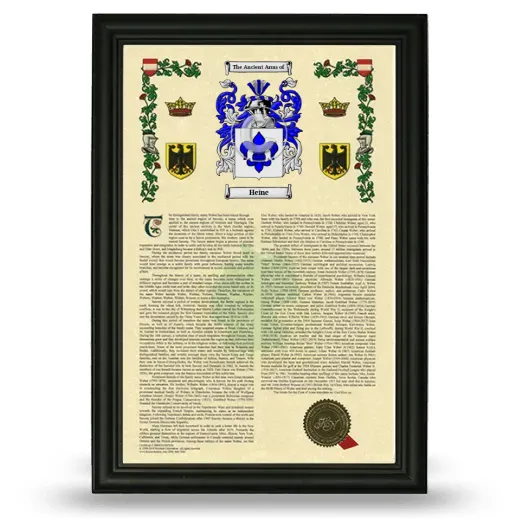 Heine Armorial History Framed - Black