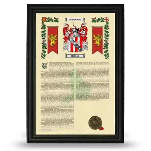 Helston Armorial History Framed - Black