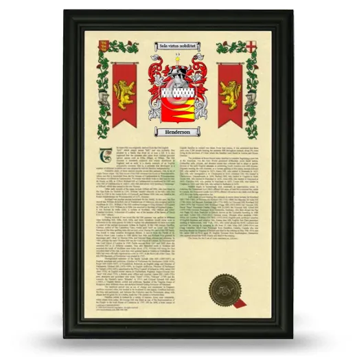 Henderson Armorial History Framed - Black