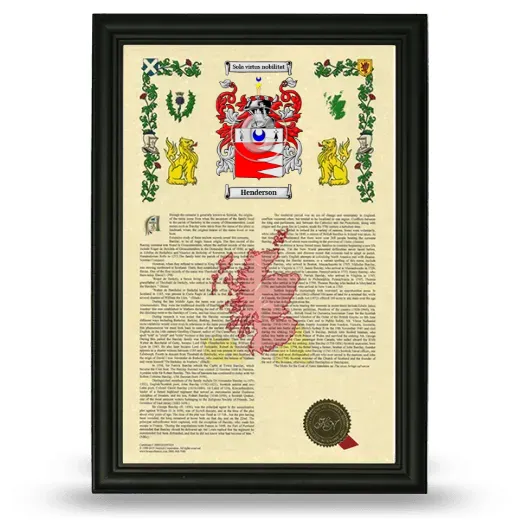 Henderson Armorial History Framed - Black