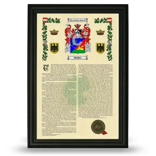 Henkes Armorial History Framed - Black