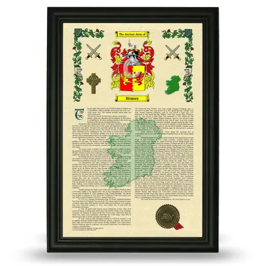 Henney Armorial History Framed - Black