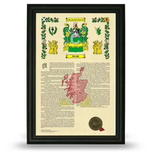 Herods Armorial History Framed - Black