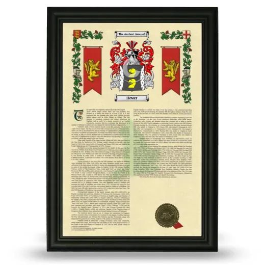 Hewer Armorial History Framed - Black