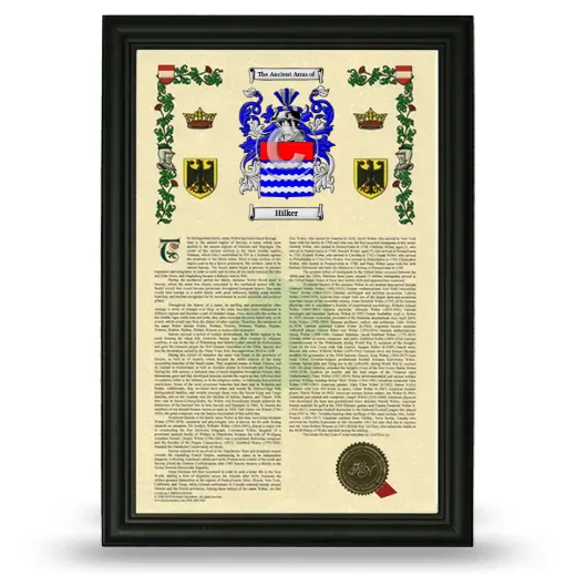 Hilker Armorial History Framed - Black