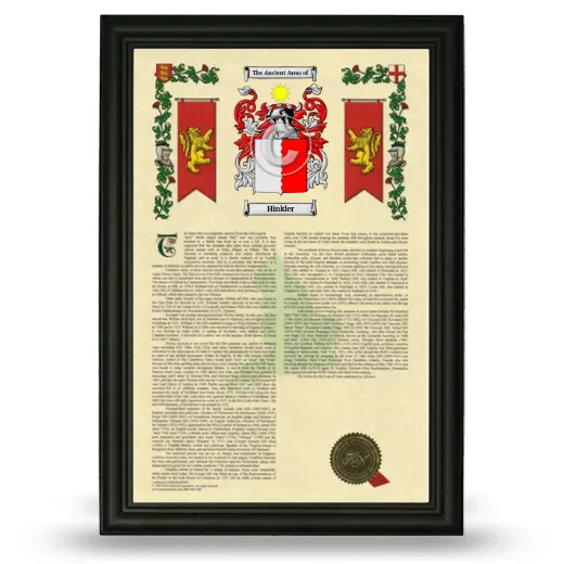 Hinkler Armorial History Framed - Black
