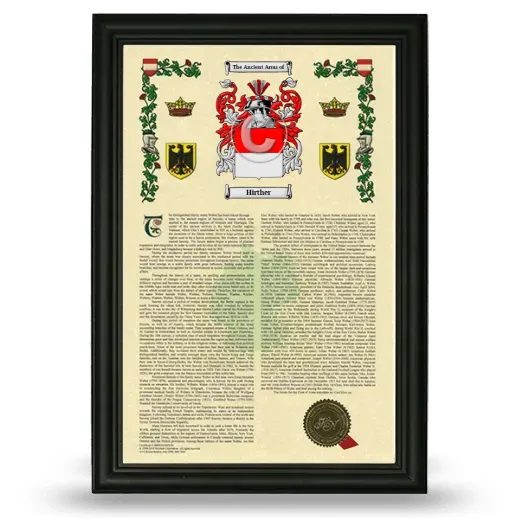Hirther Armorial History Framed - Black