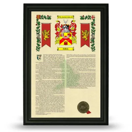 Hoben Armorial History Framed - Black