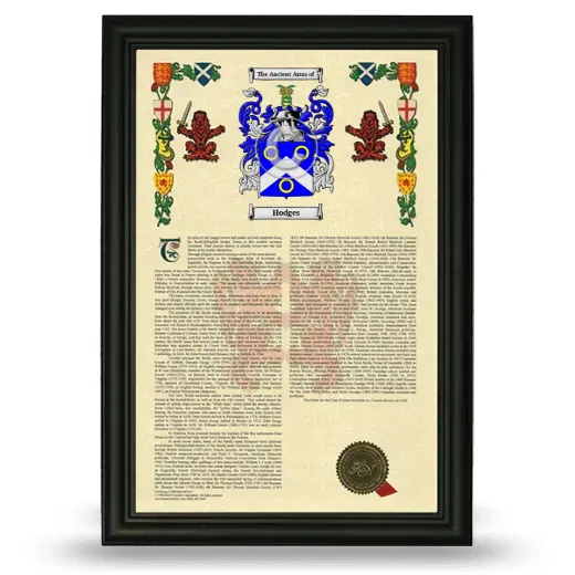 Hodges Armorial History Framed - Black