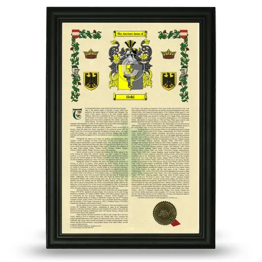 Hohl Armorial History Framed - Black