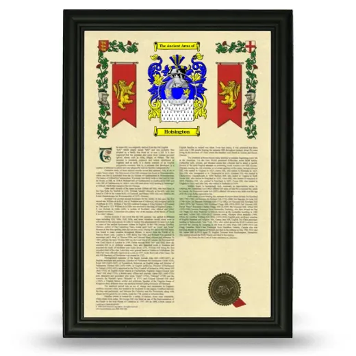 Hoisington Armorial History Framed - Black