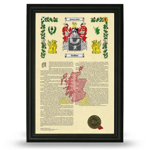 Holiday Armorial History Framed - Black