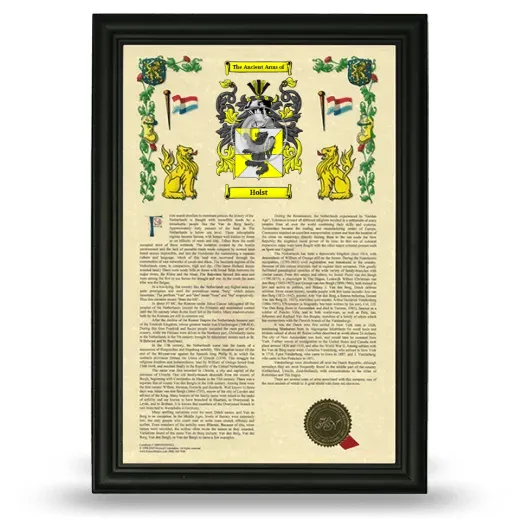 Holst Armorial History Framed - Black