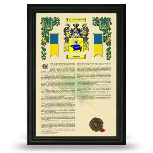 Homan Armorial History Framed - Black