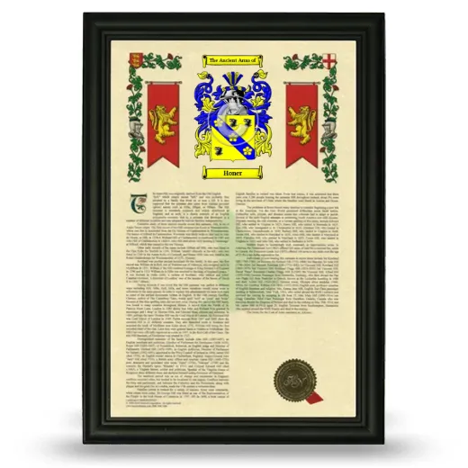Honer Armorial History Framed - Black