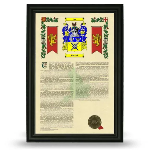 Horrick Armorial History Framed - Black
