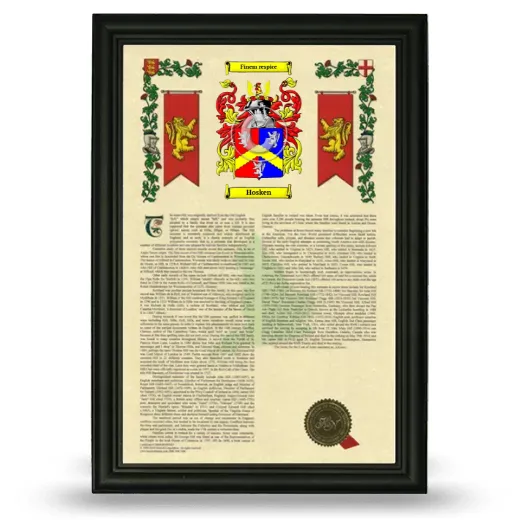 Hosken Armorial History Framed - Black