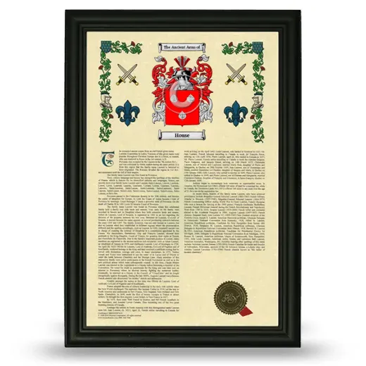 House Armorial History Framed - Black