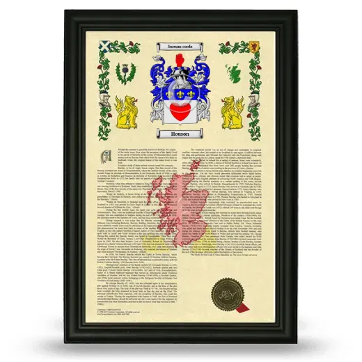 Houson Armorial History Framed - Black