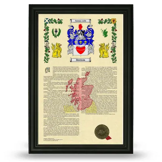 Howison Armorial History Framed - Black