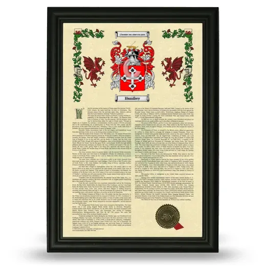 Humfrey Armorial History Framed - Black