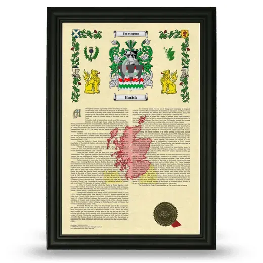 Hurish Armorial History Framed - Black