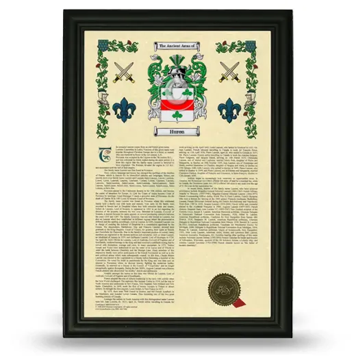 Huron Armorial History Framed - Black