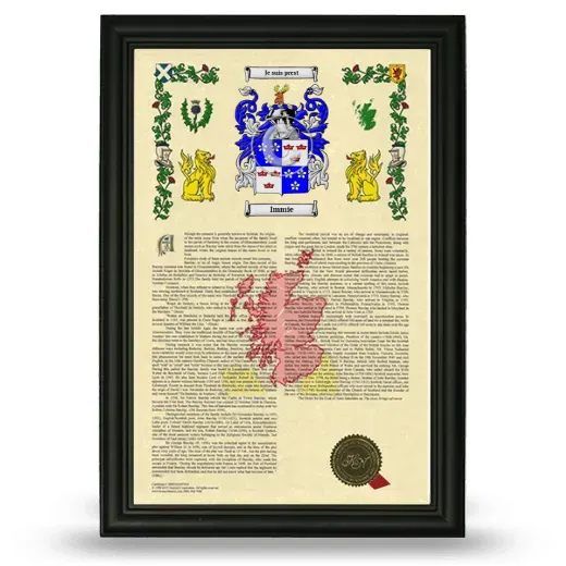 Immie Armorial History Framed - Black