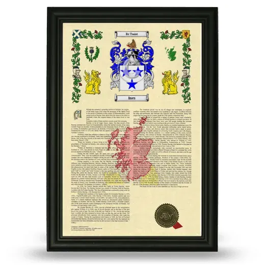 Ines Armorial History Framed - Black