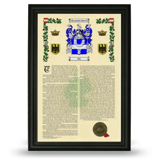 Iva Armorial History Framed - Black