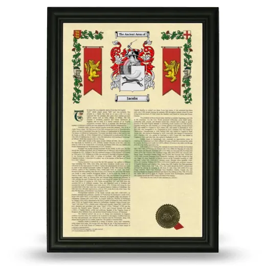 Jacobs Armorial History Framed - Black