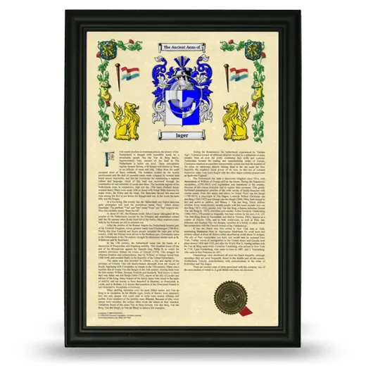Jager Armorial History Framed - Black