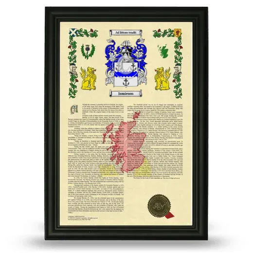 Jamieson Armorial History Framed - Black