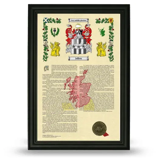 Jeffrey Armorial History Framed - Black