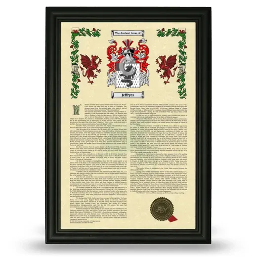 Jeffryes Armorial History Framed - Black