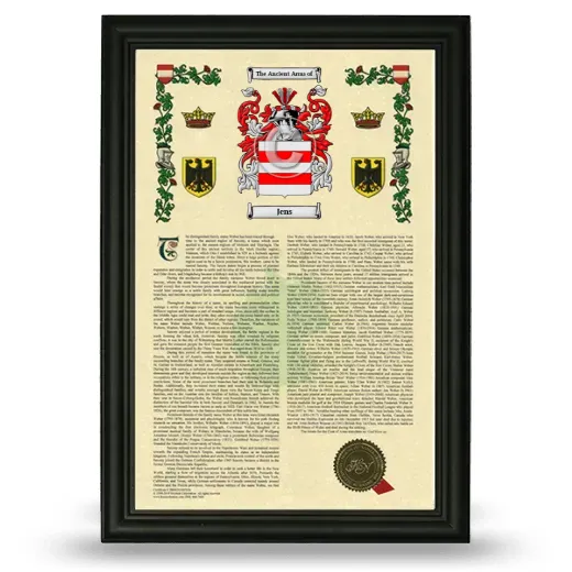 Jens Armorial History Framed - Black