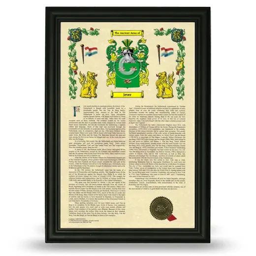 Jever Armorial History Framed - Black