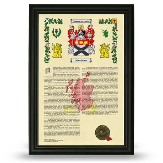 Johnstown Armorial History Framed - Black