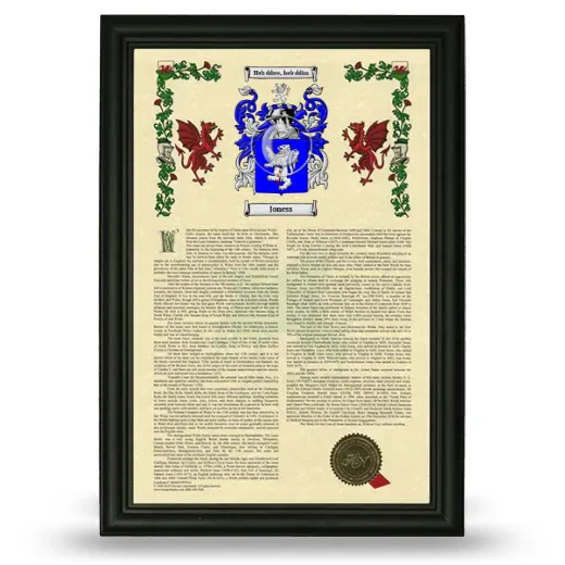 Joness Armorial History Framed - Black