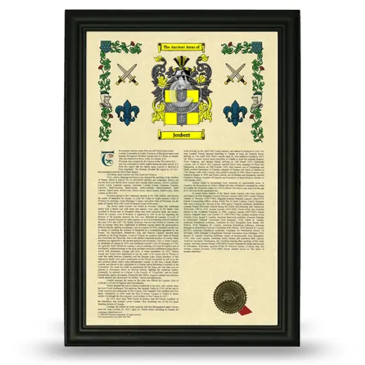 Joubert Armorial History Framed - Black
