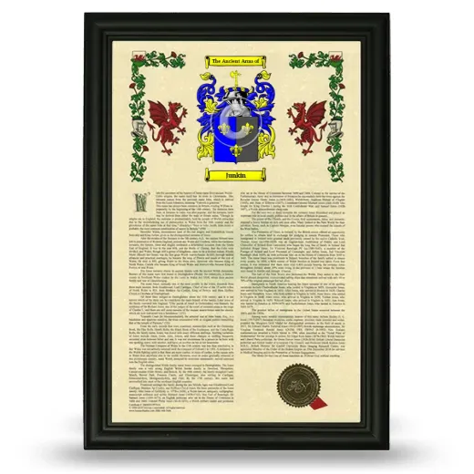 Junkin Armorial History Framed - Black