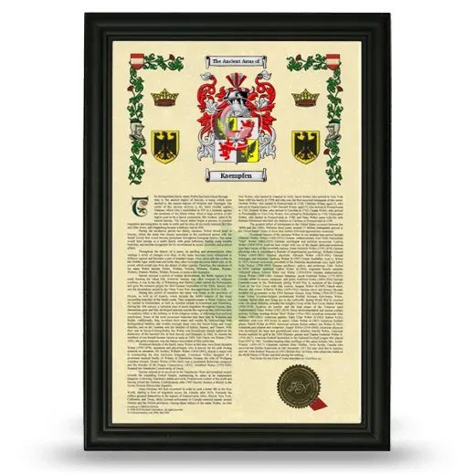 Kaempfen Armorial History Framed - Black